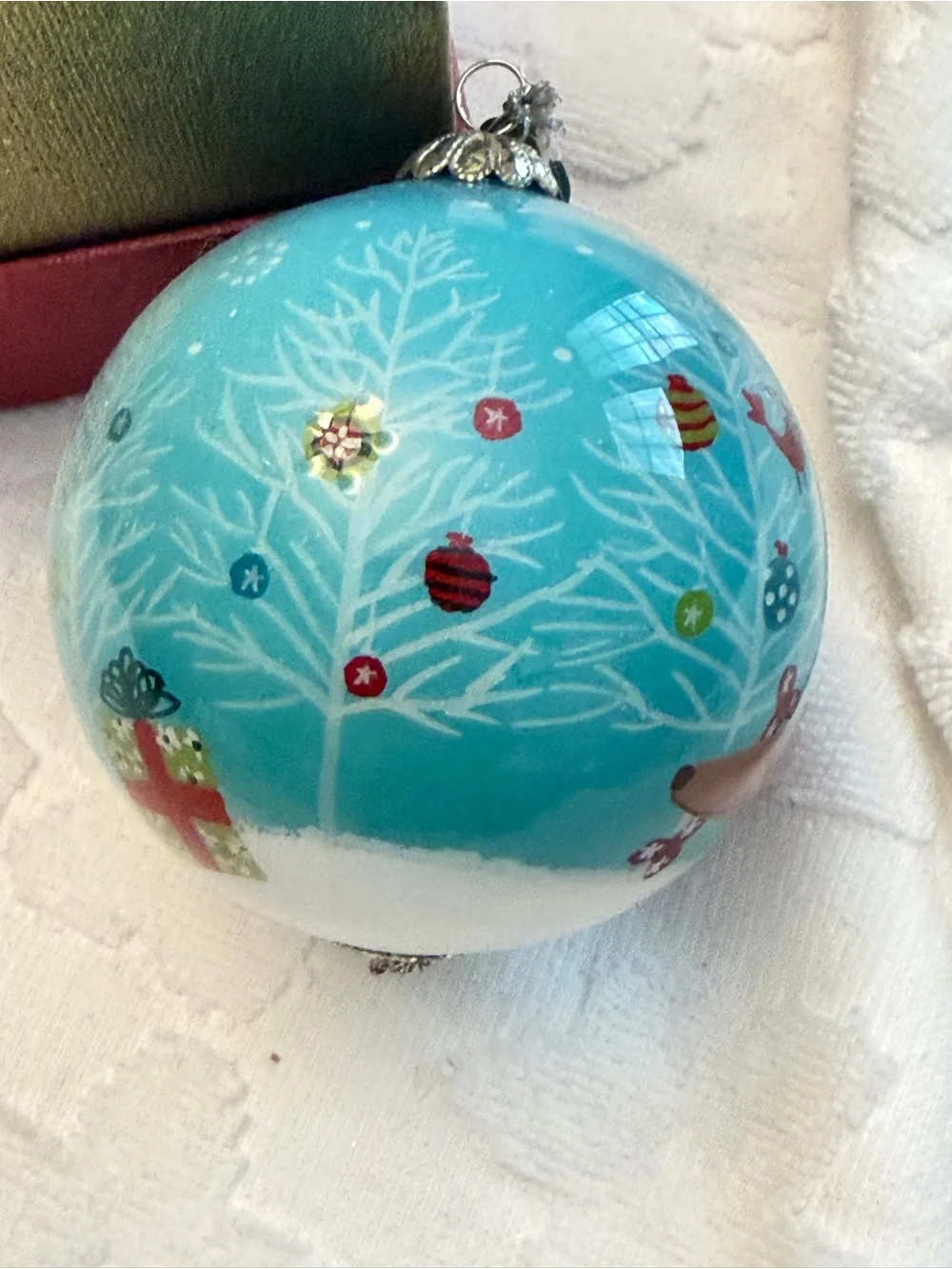 Li Bien Hand-Painted Teal Dachshund Holiday Ornament - Festive Dog Design
